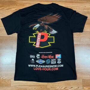 Pleasures x Love Hour Black T Shirt Mens Sz L New